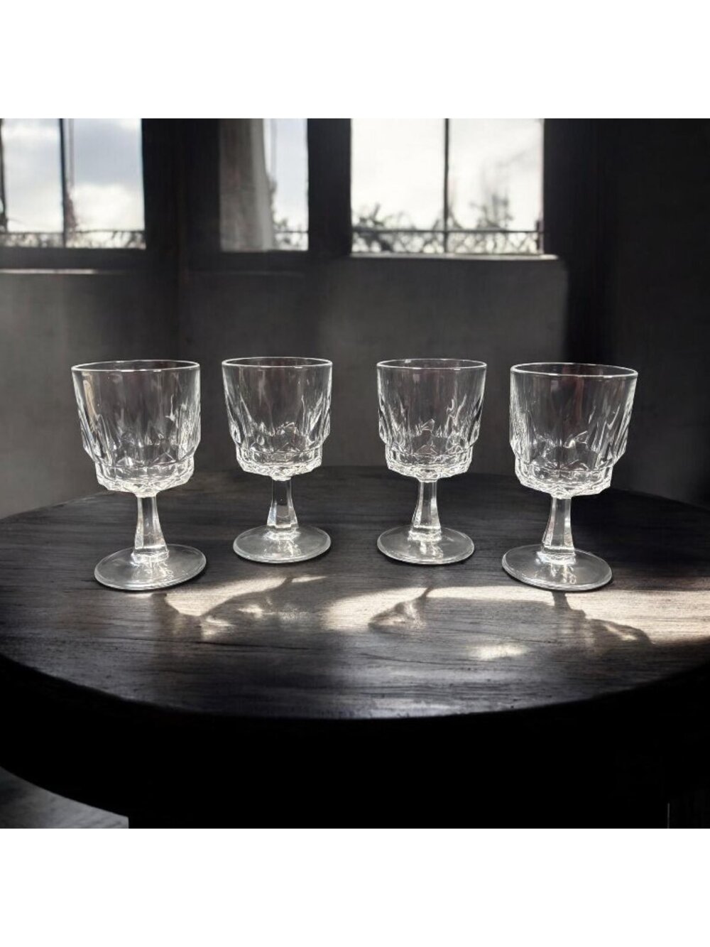 Arcoroc France Artic Footed Water Wine Goblets Set Of 4 Vintage 70s